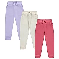 BTween Kids Girl's Fashion Stretch Waist Ultra Soft Jogger Pants Set - 3 Pack Bundle