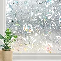 Haton Window Privacy Film, Stained Glass Window Film, Static Cling Rainbow Window Sticker, 3D Decorative Glass Covering, Sun Blocking Window Clings for Home, Non-Adhesive, 35.4 x 78.7 inches
