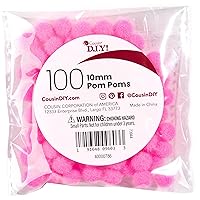 Cousin DIY Pink Light 10mm Poms, 100 Pack