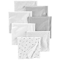 Simple Joys by Carter's Unisex Babies' Muslin burp cloths, Pack of 7, Grey/White/Black, One Size