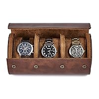 Watch Roll Travel box for Men and Women - 3 Watch Storage and Organizer-Secure Storage with Removable Pillows & Solid Dividers for Travel，Home and Display gift for lover