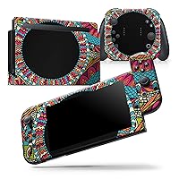 Compatible with Nintendo Switch Joy-Con Only - Skin Decal Protective Scratch-Resistant Removable Vinyl Wrap Cover - Vector Colored Aztec Pattern with Black Connect Point