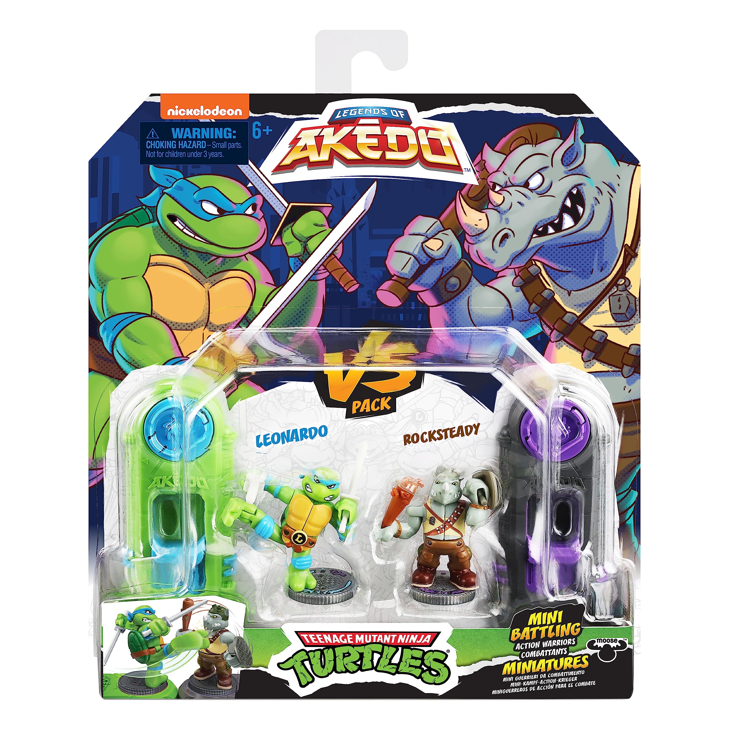 Legends of Akedo Teenage Mutant Ninja Turtles. Mini Battling Warriors Versus Pack Leonardo Vs Rocksteady