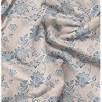 Soimoi Florals Print, Velvet Fabric, Decor Sewing Fabric by The Yard 54 Inch Wide, Decorative Fabric for Upholstery and Home Accents, Beige