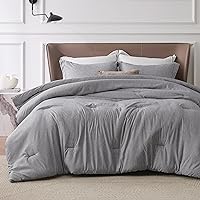 Bedsure King Comforter Set - Dark Grey King Size Comforter, Soft Bedding for All Seasons, Cationic Dyed Bedding Set, 3 Pieces, 1 Comforter (104