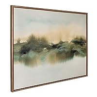 Kate and Laurel Sylvie Tranquil Meadows Framed Canvas Wall Art by Amy Lighthall, 28x38 Gold, Soft Abstract Watercolor Nature Landscape Art for Wall Home Decor