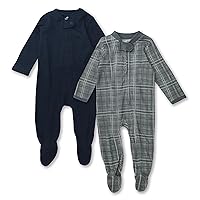 HonestBaby Sleep and Play Footed Pajamas One-Piece Sleeper Jumpsuit Zip-front PJs Organic Cotton for Baby Boys, Unisex