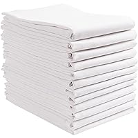 Set of 12 White Flat Flour Sack Embroidery/Craft Kitchen Towels, 100-Percent Cotton, Lightweight, Thin, Absorbent, Extra Soft (20 x 30-Inches) (White)