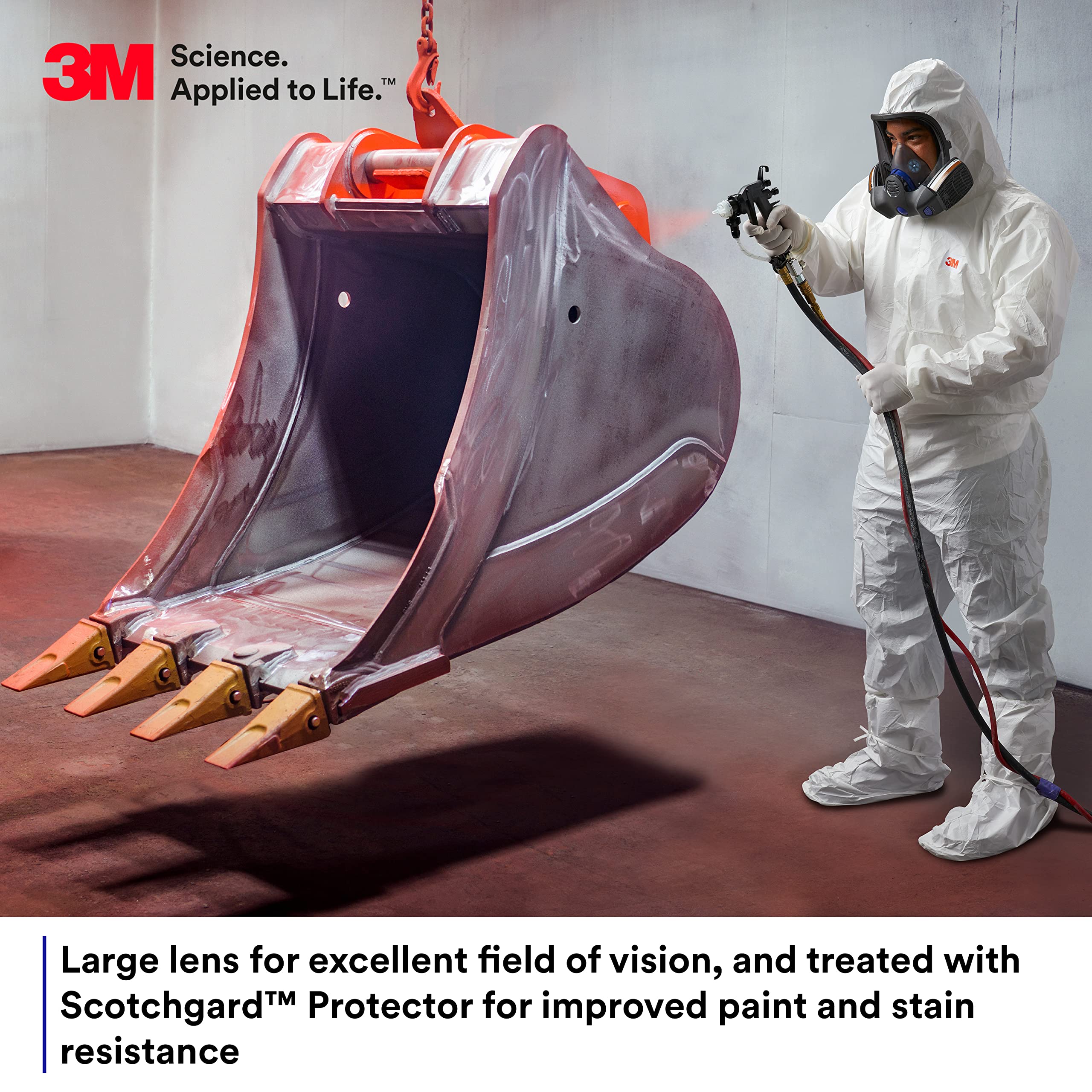 3M Secure Click Full Face Reusable Respirator with Large Lens, Speaking Diaphragm and Push Button Seal Check, FF-801, Painting, Sanding, Chemical Clean-up, Sawing, Small