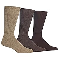 Chaps Men's Dress Crew Socks - 3 Pair Pack - Assorted Solid Color and True Rib