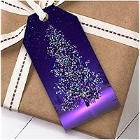 Purple Tree Lights Christmas Gift Tags (Present Favor Labels)