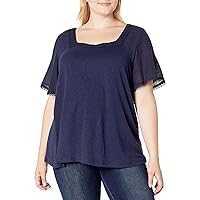 Jessica Simpson Women's Milly Lace Trim Peasant Top