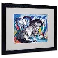 Two Horses 1913 by Franz Marc with Black Frame Artwork, 16 by 20-Inch