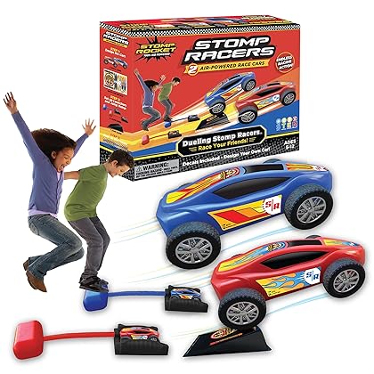 Stomp Rocket Original Stomp Racers Dueling Car Launcher for Kids - 2 Race Cars, 2 Launch Pads - Perfect Toy and Gift for Boys or Girls Age 5+ Years Old - Indoor and Outdoor Fun, Active Play