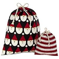 Hallmark Drawstring Christmas Gift Bag Set (2 Fabric Bags with Drawstrings; 1 Medium 10