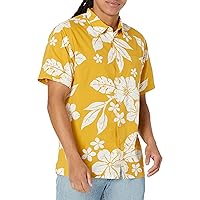 Quiksilver Men's Aqua Flower Button Up Collared Shirt