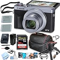 Canon PowerShot G7 X Mark III (Silver) Digital Camera + 64GB Extreem Speed Memory,Stabilizong Grip, Case, Batteries,and More (22pc Bundle) (Renewed)
