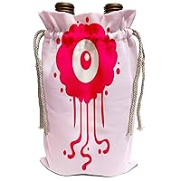 3dRose RinaPiro - Kids - Pink eye Critter. Funny looking monster. Kids décor. Pink. - Wine Bag (wbg_224434_1)