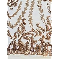 Miranda Gold Vines and Leaves Sequins on Yellow Mesh Lace Fabric by The Yard - 10061