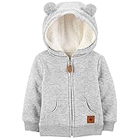 Simple Joys by Carter's Baby Hooded Sweater Jacket with Sherpa Lining, Grey, 24 Months