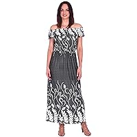 Hots Wing Womens Full Length Maxi Dress On & Off Shoulder Design in 4 Colors