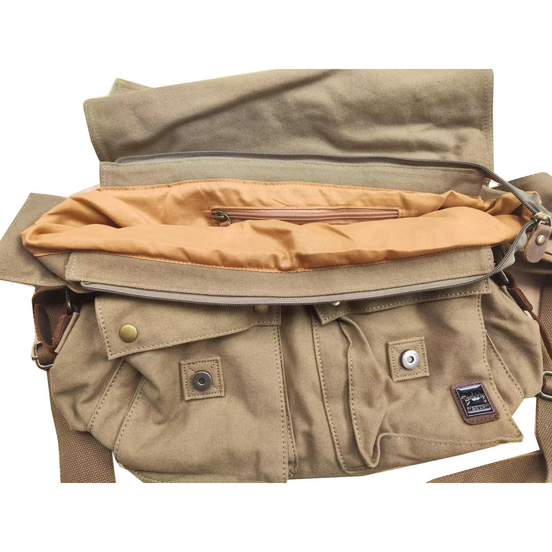 Berchirly Vintage Military Men Canvas Messenger Bag For 13.3-17 Laptop