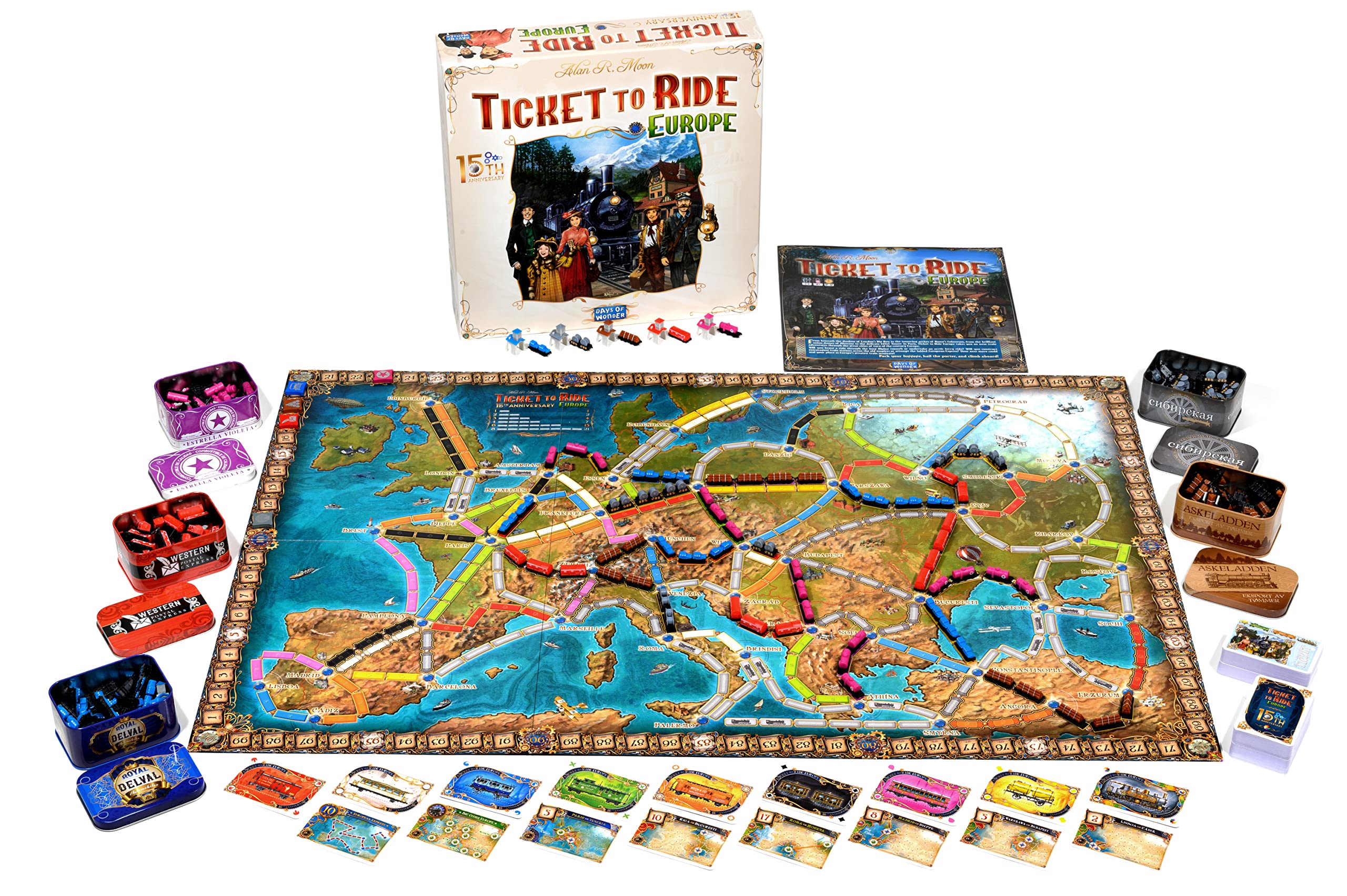 Ticket to Ride Europe 15th Anniversary DELUXE EDITION Board Game | Strategy Game | Family Game for Kids and Adults | Ages 8+ | 2-5 Players | Average Playtime 30-60 Minutes | Made by Days of Wonder