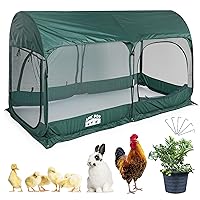 Portable Chicken Run Large Pop-Up Chicken Pen for Small Animals Outdoor Gardening Net with 3 Doors and Handbag, Easy to Install and Storage, Green