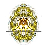 Designart Large Golden Symmetrical Fractal Heart-Abstract Art on Canvas-28X36 3 Piece, 28'' H x 36'' W x 1'' D 3P