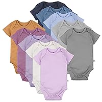 Honestbaby 10-Pack Short Sleeve Bodysuits One-Piece 100% Organic Cotton for Infant Baby Boys, Girls, Unisex