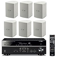 Yamaha 7.2-Channel Wireless Bluetooth 4K Network A/V Wi-Fi Home Theater Receiver + Yamaha High-Performance Natural Surround Sound 2-Way Indoor/Outdoor Weatherproof Speaker System (Set of 6)