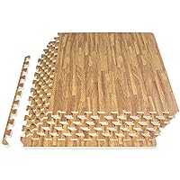 ProsourceFit Wood Grain Puzzle Mat 1/2-in, 6 EVA Foam Interlocking Floor Tiles (24SQ FT) for Secure Indoor Room Workout Flooring and Playmat