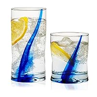 Libbey 99104 Blue Ribbon Tumbler and Rocks Glass Set, (Set of 16 Piece) Drinkware Glasses Set, Clear Dishwasher Safe Rock and Tumbler Glasses Set