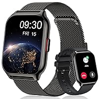 Popglory Smart Watch Answer/Make Calls, 2.01'' Smartwatch with AI Voice Control, Blood Pressure/SpO2/Heart Rate Monitor, Fitness Tracker Watch 2 Straps for Men Women for iOS Android Phones