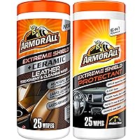Armor All Leather Cleaner Wipes for Car Interior with UV Protection, Ceramic Leather and Extreme Protectant Wipes Bundle (50 Wipes Total)
