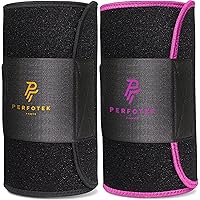 Perfotek Waist Trimmer Belt for Women Waist Trainer Sauna Belt Tummy Toner Low Back and Lumbar Support with Sauna Suit Effect One Size (Black and Purple)