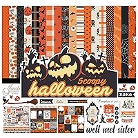 Inkdotpot Black Orange Halloween Theme Collection Double,Sided Scrapbook Paper Kit Cardstock 12