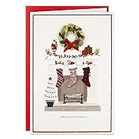 Hallmark Boxed Handmade Christmas Cards (12 Cards with Envelopes) Fireplace, Happy Home