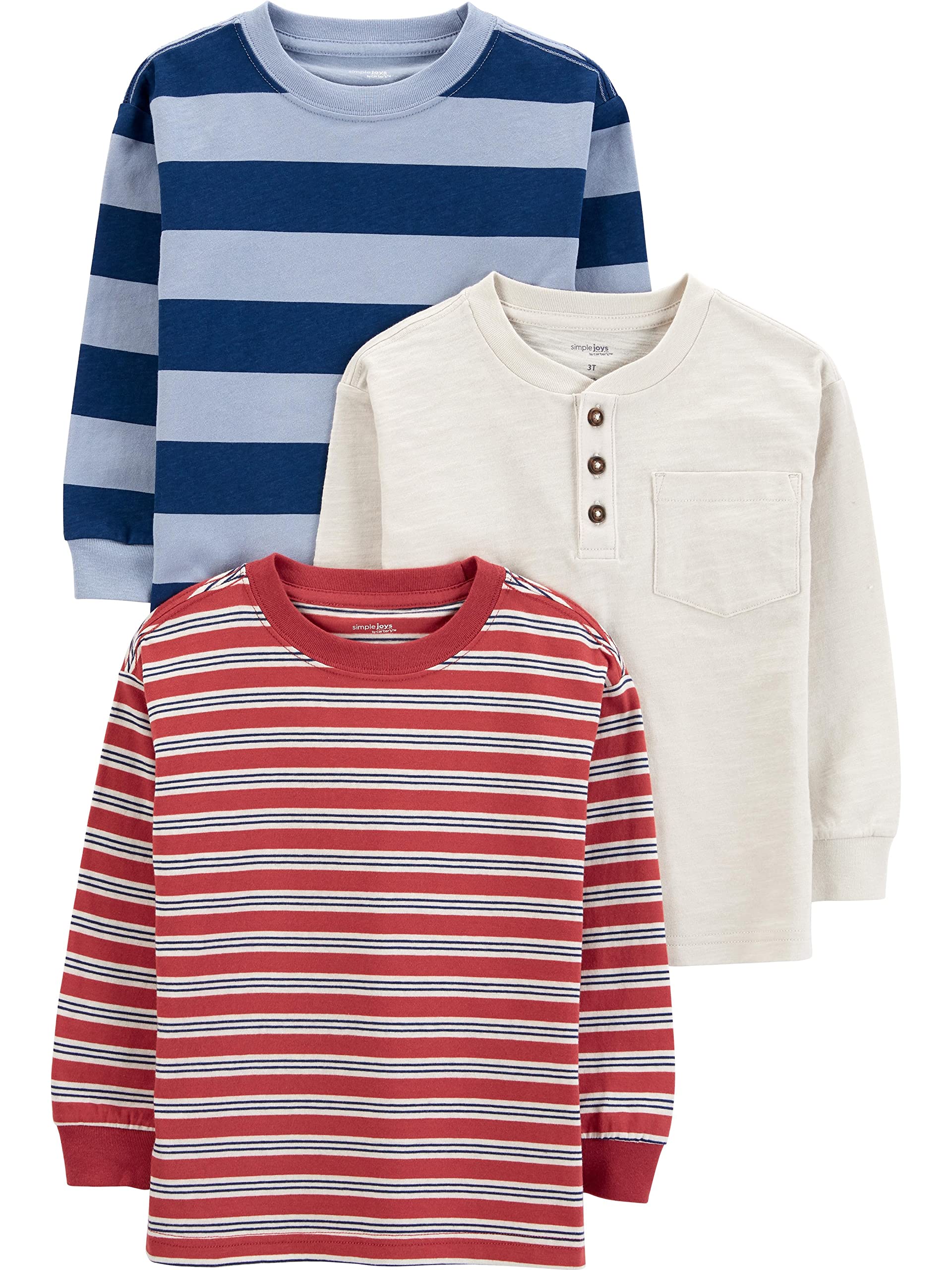 Simple Joys by Carter's Boys' 3-Pack Long Sleeve Shirts