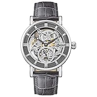 Ingersoll The Herald Men's Automatic Watch 40mm with Skeleton Dial and Genuine Leather Strap I00401B, gray, Strap.