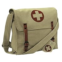 Rothco Vintage Medic Canvas Bag With Cross, Mens Crossbody Messenger Shoulder Bag, 12 1/2