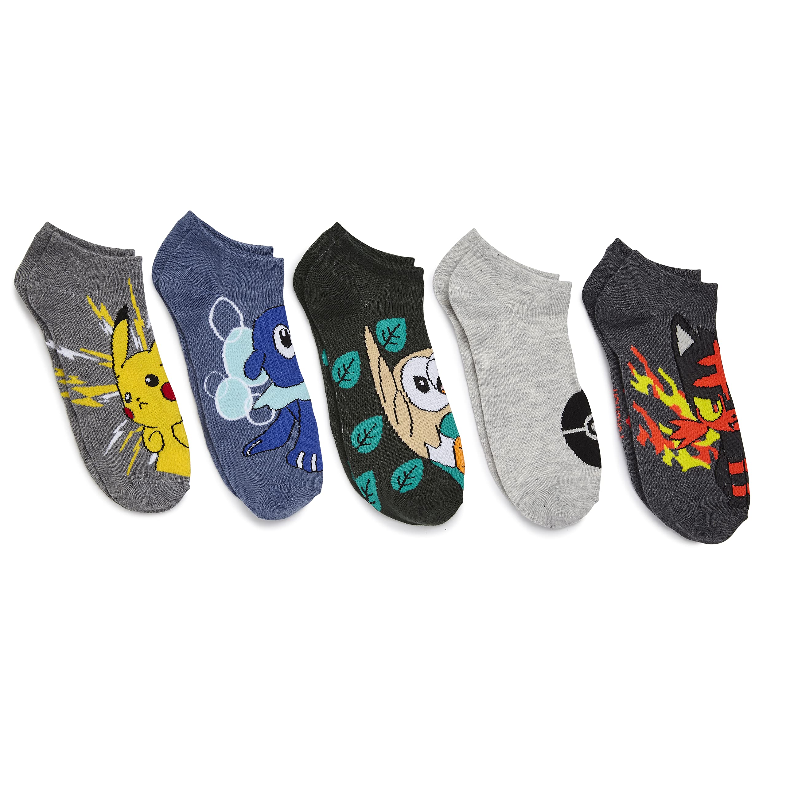 Pokemon Men's 5 Pack No Show Socks