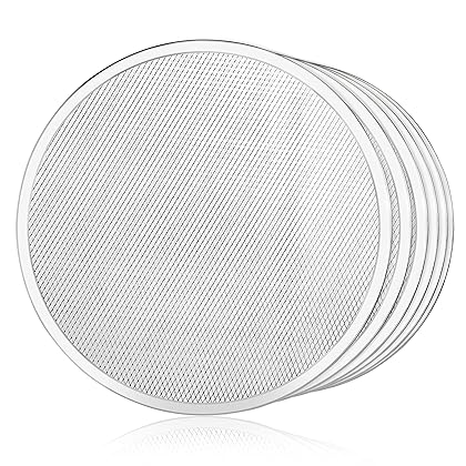 New Star Foodservice 50974 Restaurant-Grade Aluminum Pizza Baking Screen, Seamless, 16-Inch, Pack of 6