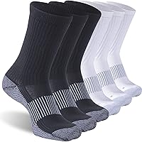 Copper Hiking Socks, Unisex Crew Cushioned Sole Arch Support Golf Running Compression Socks 6 Pairs