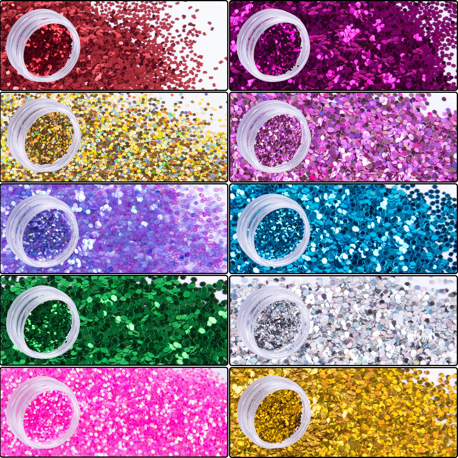 SIQUK 10 Sets Face Jewels Body Gems Stickers Mermaid Face Body Jewels Crystal Stickers with 10 Boxes Chunky Face Glitter for Festival Rave Party