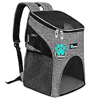 Small Dogs and Cat Backpack Carrier, Airline Approved Pet Backpack Carrier, Ventilated, Safety Strap, Buckle Support Designed for Hiking Travel Camping Outdoor, Max 18 lbs (Heather Gray)