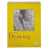 Strathmore 300 Series Drawing Paper Pad, Top Wire Bound, 11x14 inches, 50 Sheets (70lb/114g) - Artist Paper for Adults and Students - Charcoal, Colored Pencil, Ink, Pastel, Marker