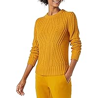 Amazon Essentials Women's 100% Cotton Crewneck Cable Sweater-Discontinued Colors