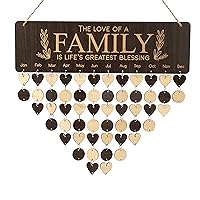 Perpetual Wall Calendar Wooden, Dates To Remember Wall Hanging Birthday Calendar- Decorative Birthday Tracker Plaque Wall Hanging Gift For Mom/dad/grandparents