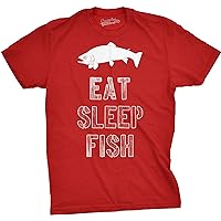 Mens Eat Sleep Fish T Shirt Funny Sarcastic Novelty Fishing Lover Gift for Dad